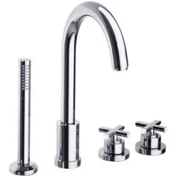 RAMON SOLER Ensemble Bain-douche Thermostatique Sur Gorge. Poignées Laiton. Blocage T°38°C. Douchette Laiton