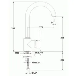 RAMON SOLER Mitigeur Dévier Bec Haut Drako Chromé 3306