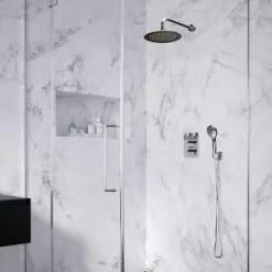 RAMON SOLER Ensemble De Douche Thermostatique Encastré Blautherm 948712RP240 - Façade Et Douche De Tête à Design Rond