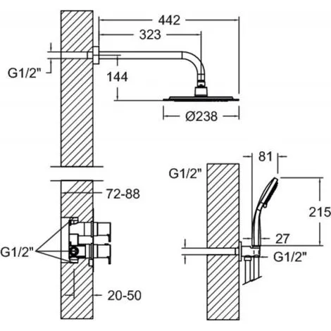 RAMON SOLER Ensemble De Douche Thermostatique Encastré Blautherm 948712RP240 - Façade Et Douche De Tête à Design Rond 2 RAMON SOLER Ensemble De Douche Thermostatique Encastré Blautherm 948712RP240 - Façade Et Douche De Tête à Design Rond – Image 2