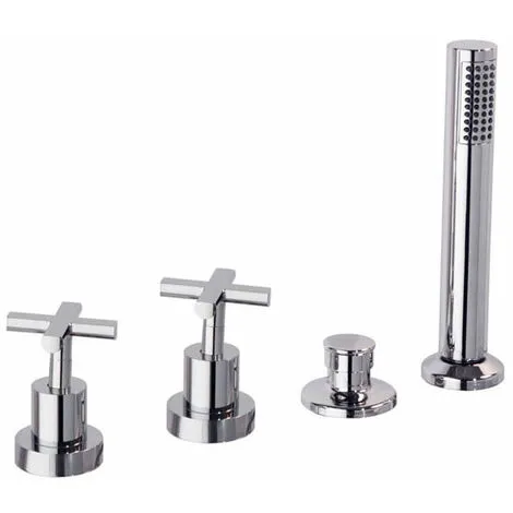 Mélangeur Bain-douche Sur Gorge 4 Trous + Ensemble Douche + Douchette Sans Bec RC-CROSS - Ramon Soler 1 Mélangeur Bain-douche Sur Gorge 4 Trous + Ensemble Douche + Douchette Sans Bec RC-CROSS - Ramon Soler