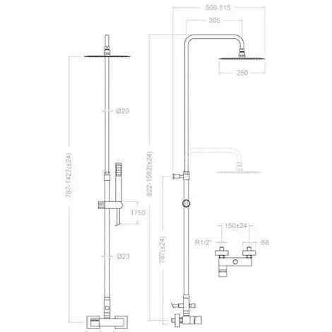 Colonne De Douche Mitigeur Kuatro Avec Douchette Laiton Et Flexible - Ramon Soler 2 Colonne De Douche Mitigeur Kuatro Avec Douchette Laiton Et Flexible - Ramon Soler – Image 2