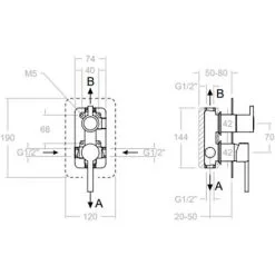 Ensemble Mitigeur De Douche Encastré 2 Voies DRAKO Avec Douche De Tête, Bras, Support, Flexible Et Douchette - Ramon Soler - K3315021 -Ramon Soler Soldes 67447246 4