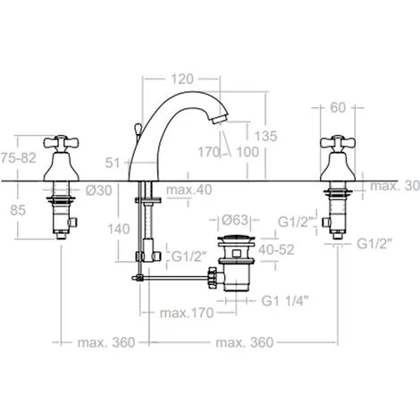 Robinet Mélangeur 3 Trous GAUDI Pour Lavabo Avec Tête Céramique 1/2 Tour - Ramon Soler - 3142C 2 Robinet Mélangeur 3 Trous GAUDI Pour Lavabo Avec Tête Céramique 1/2 Tour - Ramon Soler - 3142C – Image 2