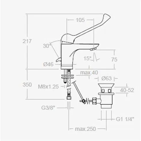 Mitigeur Lavabo Bec Conformé Mobile Et Levier Médical Avec Vidage Automatique En Laiton - Ramon Soler - H6401MEDVA1167 2 Mitigeur Lavabo Bec Conformé Mobile Et Levier Médical Avec Vidage Automatique En Laiton - Ramon Soler - H6401MEDVA1167 – Image 2